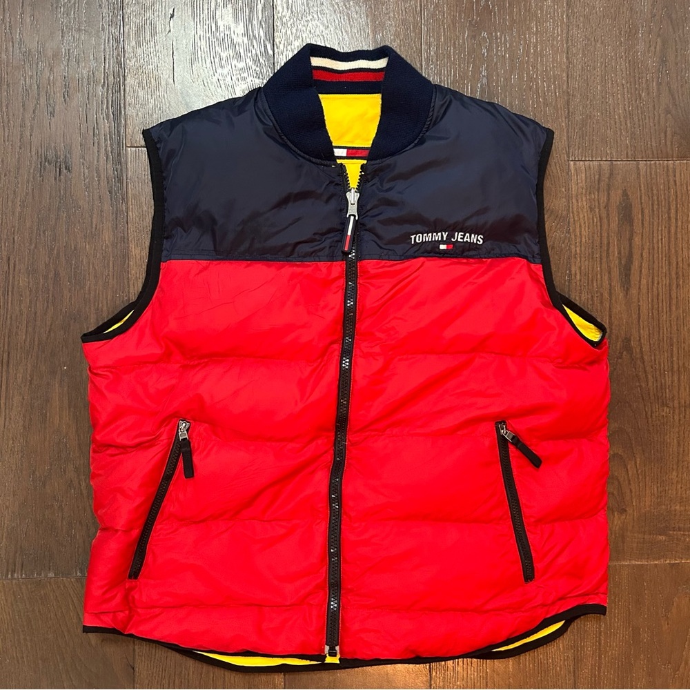 Vintage Down Reversible Puffer Vest Red Men's Size Large